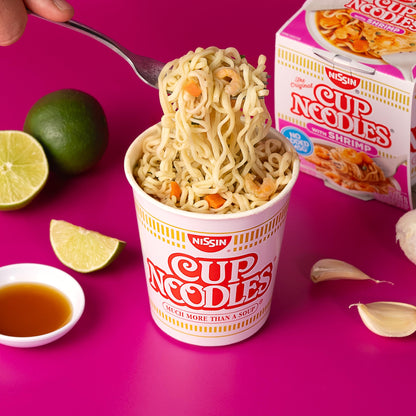 Nissin Cup Noodles Soup, Shrimp Flavor, Microwaveable Paper Cups, Instant Ramen, 2.25 Ounce (Pack of 12)