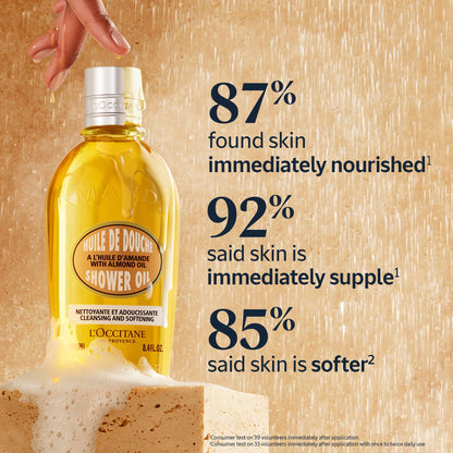 L'OCCITANE Almond Favorites Set: Cleansing Shower & Supple Skin Oils, Hand Cream & Moisturizer, Travel Size Skincare Essentials, Bath & Body Gift Set