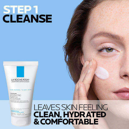 La Roche-Posay Dry Skin Saver Gift Set with Toleriane Hydrating Gentle Cleanser Face Wash 50ml, Double Repair Face Moisturizer 40ml & Cicaplast B5+ 40ml, Travel Size Face Cleanser & Face Lotion Set