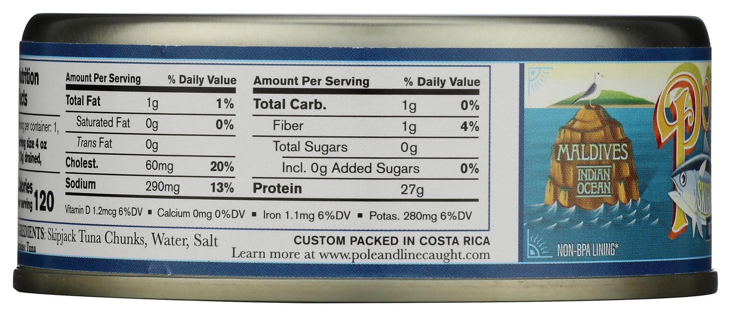 POLE AND LINE Skipjack Tuna in Water, 5 OZ