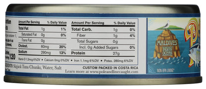 POLE AND LINE Skipjack Tuna in Water, 5 OZ