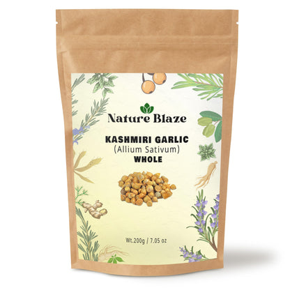 Nature Blaze Kashmiri Garlic | Lahsun Whole | Allium Sativum | Naturally Sourced | Unpolished & Sun-Dried | Aromatic Himalayan Garlic Bulbs | 200Gm / 7.0 Ounce
