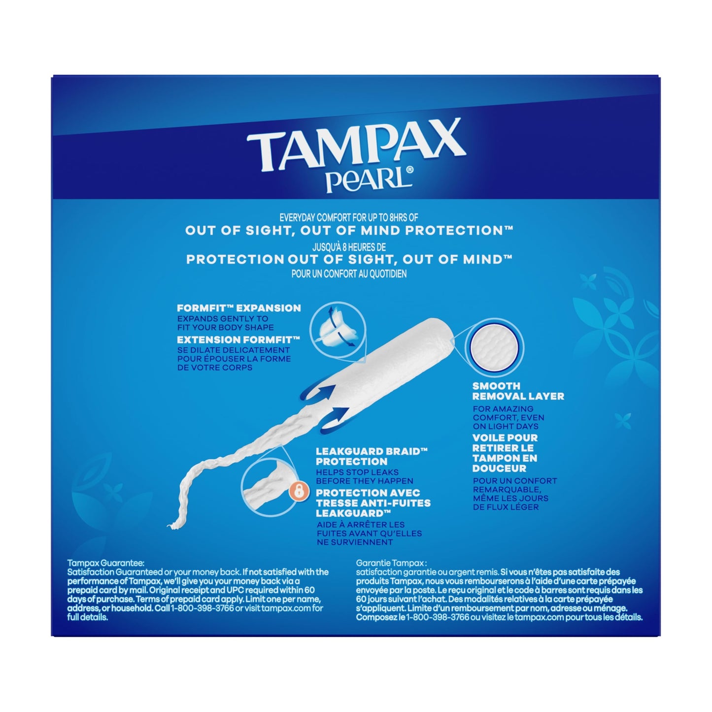 Tampax Pearl Tampons for Women, with LeakGuard Braid, Regular Absorbency, Unscented, 50 Count