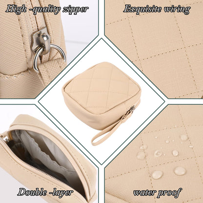 2 Pcs Sanitary Napkin Storage Bag,Period Bag, Period Pouch,Feminine Menstrual Pad Tampon Organizer,Portable Sanitary Pads Pouches First Period Kit for Teen Girls Women Ladies(Black&Beige)