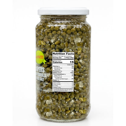 Sanniti Spanish Capers Non-Pareille in Sea Salt, 28.2 Ounce