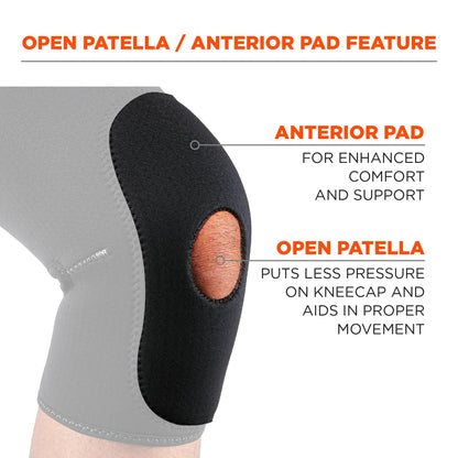 Ergodyne ProFlex 615 Neoprene Padded Knee Sleeve Support with Open Patella, Mild Compression Fit