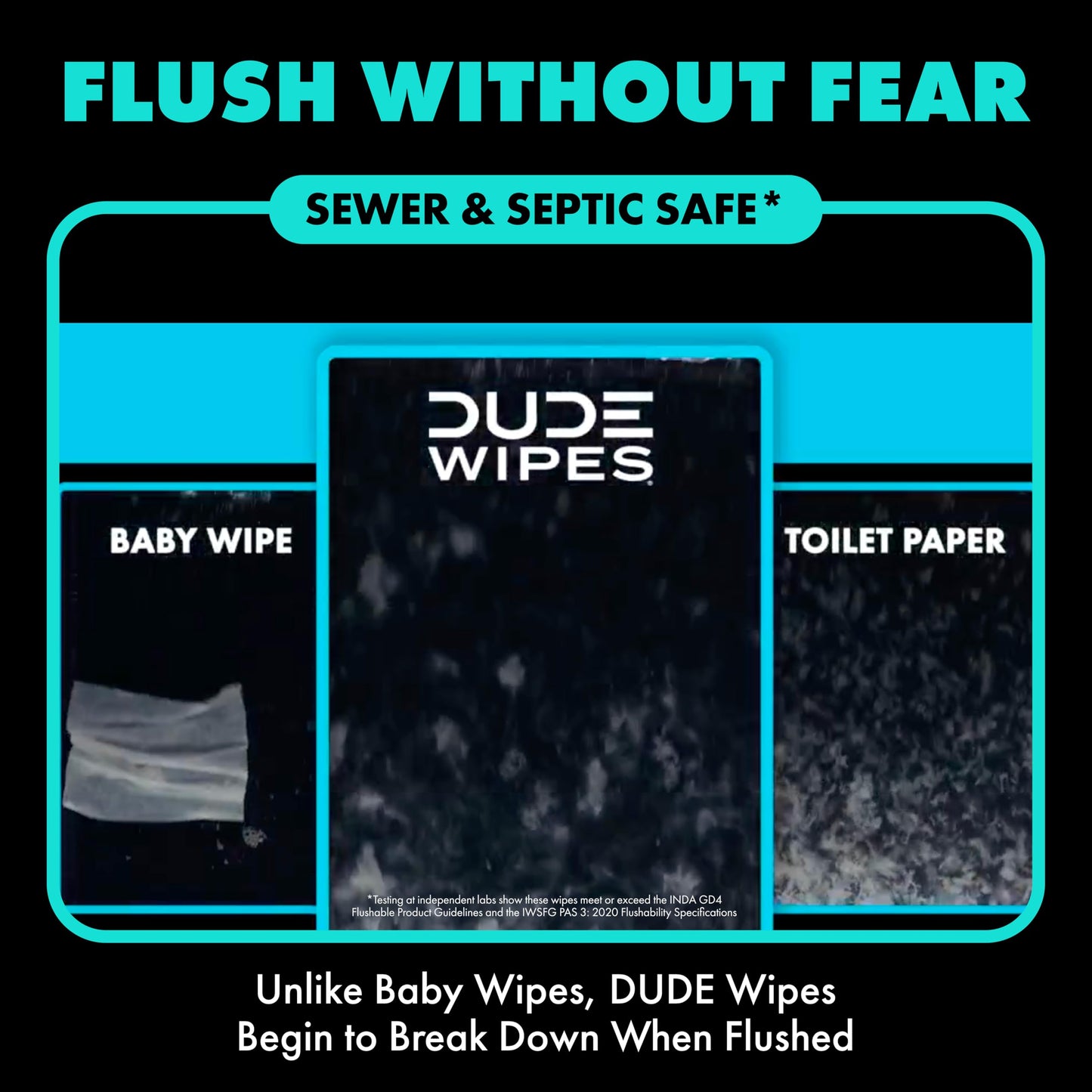 DUDE Wipes Mint Chill Flushable Wipes - Extra-Large Adult Wet Wipes - 6 Pack (288 Count) - Infused with Tea Tree Oil, Vitamin E, and Aloe - Septic and Sewer Safe