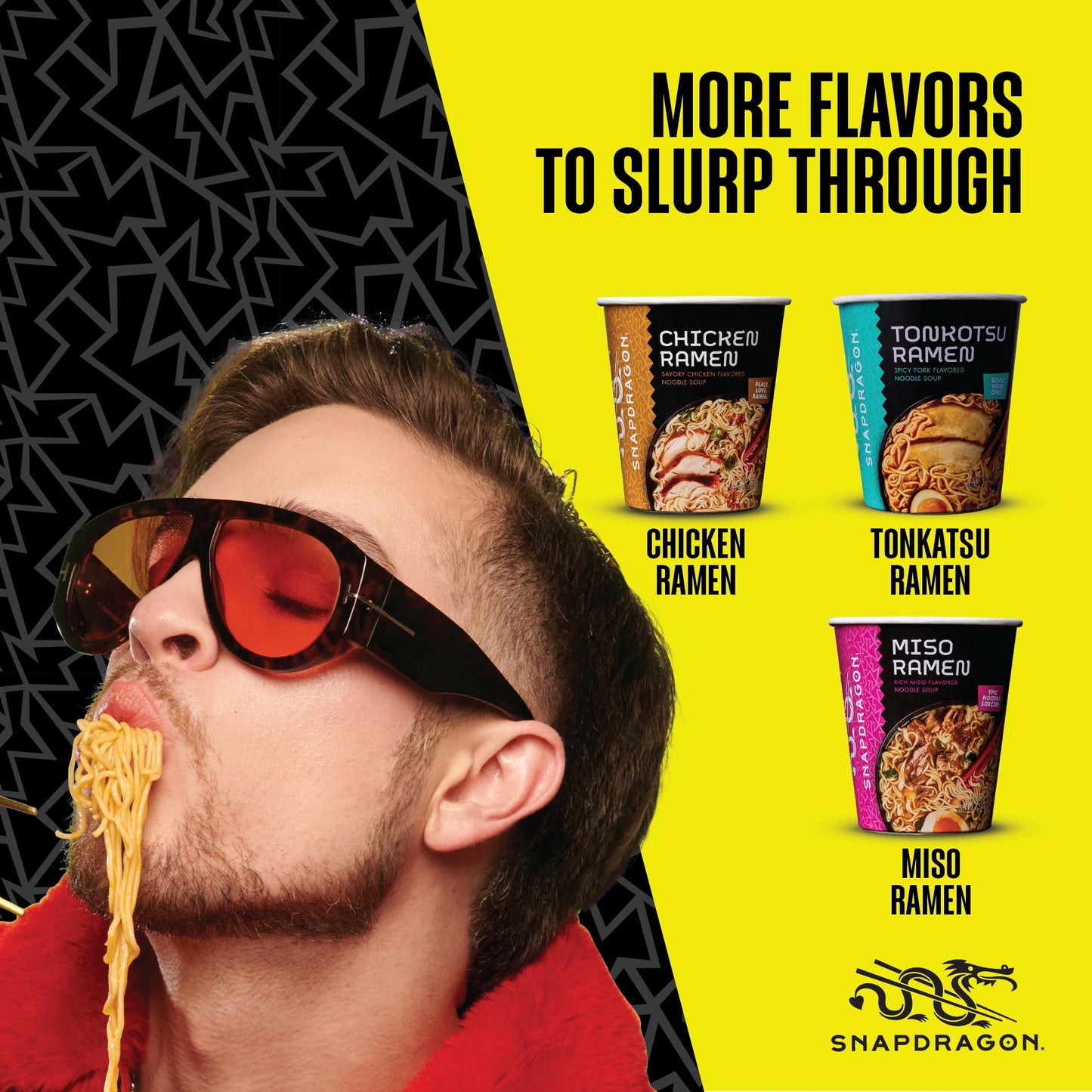 Snapdragon Chili Crunch Ramen Cup Noodles - 6 Pack Instant Ramen Bowl with Authentic Wheat Noodles, Soup Sauce Base, Vege Pack and Chili Crunch Oil. Microwave or Hot Water, Easy Meal Prep