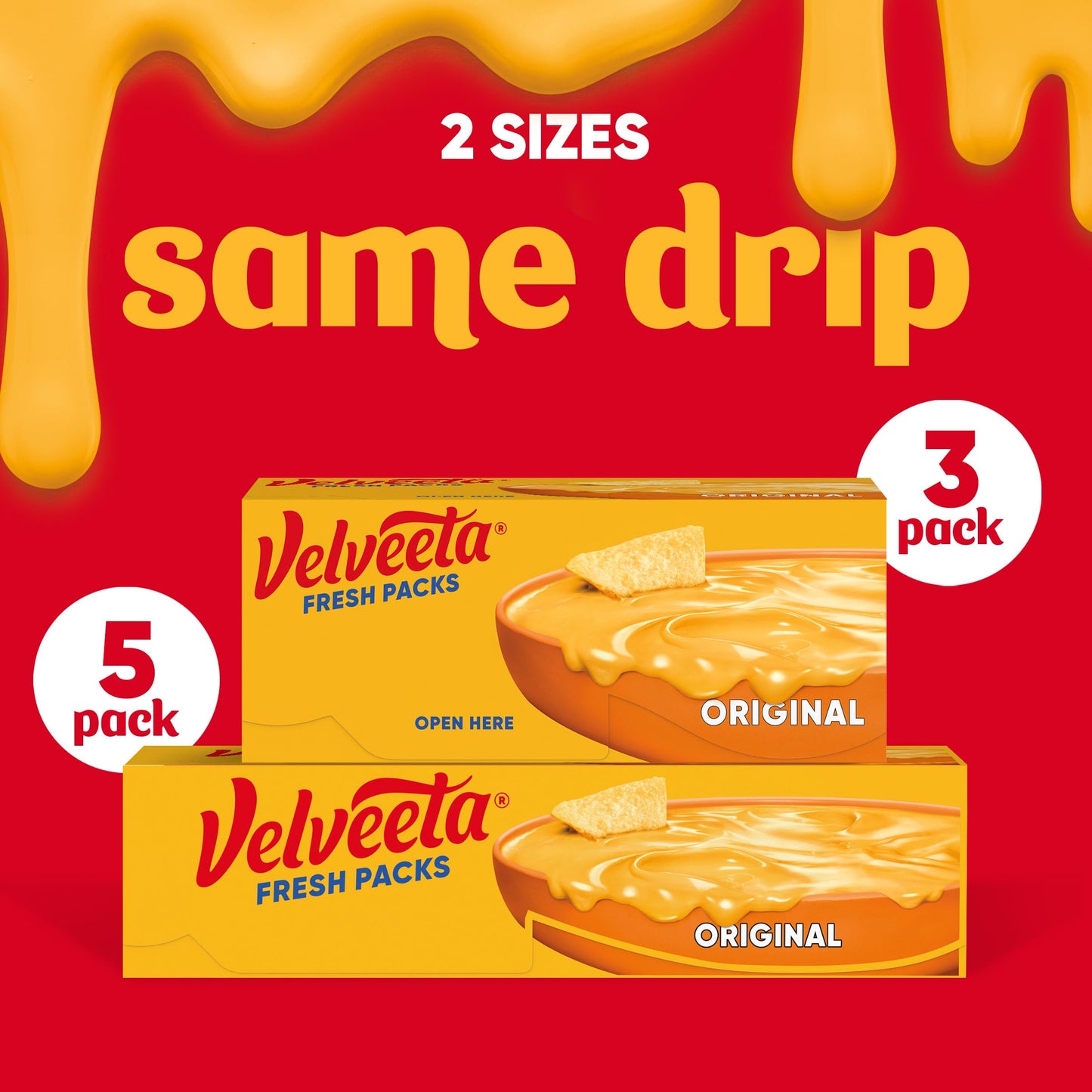 Velveeta Fresh Packs Original Pasteurized Recipe Cheese Product Blocks, 5 ct Pack