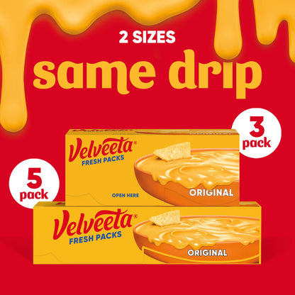 Velveeta Fresh Packs Original Pasteurized Recipe Cheese Product Blocks, 5 ct Pack