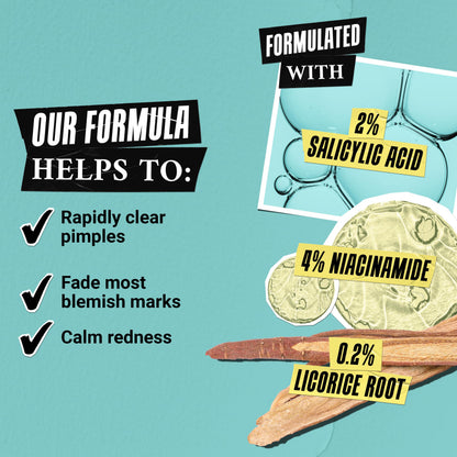Kiehl's Truly Targeted Acne-Clearing Pimple Patch with 2% Salicylic Acid, Invisible Liquid Spot Treatment, 4% Niacinamide Fades Post-Acne Marks, 0.2% Licorice Root Soothes Redness - 0.5 fl oz