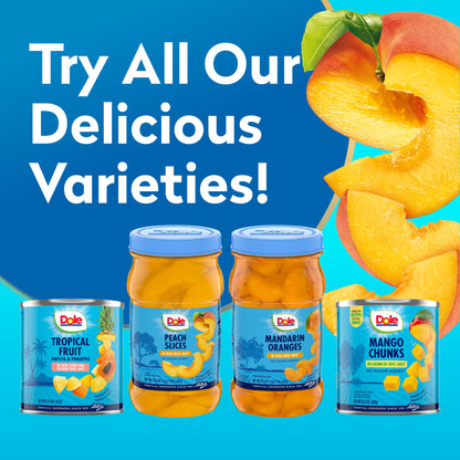 Dole Jarred Peaches Sliced Yellow Cling in 100% Fruit Juice, 23.5 Ounce Jar (Pack of 8)