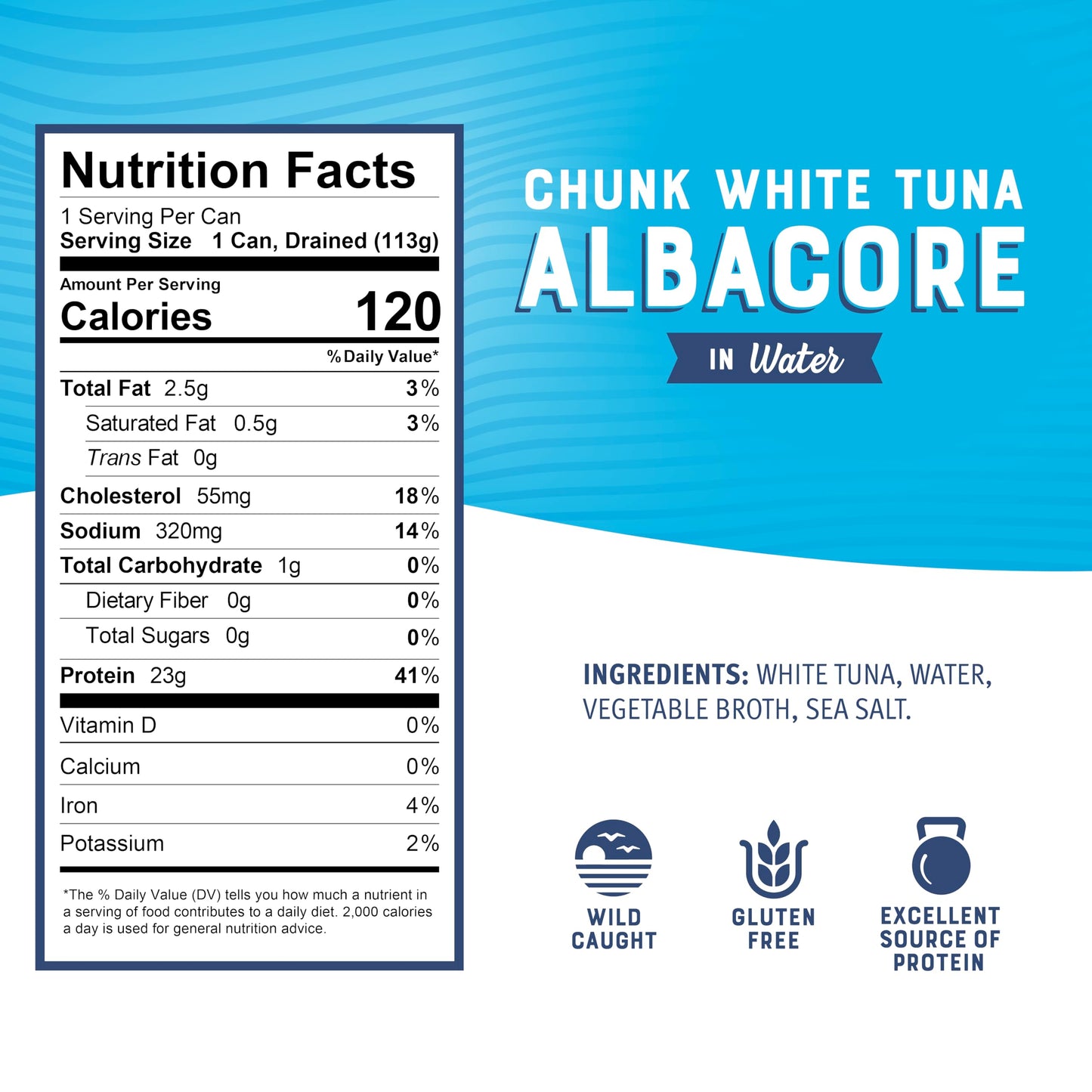 Bumble Bee Chunk White Albacore Tuna in Water, 5 oz Can (Pack of 4) - Wild Caught Tuna - 23g Protein per Serving, High in Omega-3s - Non-GMO Project Verified, Gluten Free, Kosher