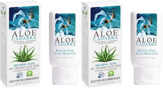 Aloe Cadabra Natural Water Based Vaginal Moisturizer, Organic Aloe Non-Staining, pH Balanced (Unscented 2.5 Ounces) (Pack of 2)