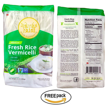 Authentic Asian Pantry Spicy Ramen Noodles 4 Pack + FREE Four Elephants Rice Vermicelli | Korean Ramen Soup + Thin Rice Noodles | Easy Meal Kit, Non-GMO, Gluten-Free