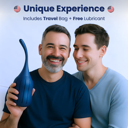 Enemas Anal Douches for Men Women ✮Lifetime Warranty✮ Silicone Enema Bulb, Anti Backflow Enemas for Colon Cleanse with Bendable Nozzle - 10.5oz Reusable Enama Kit for Men Women with Lube & Bag