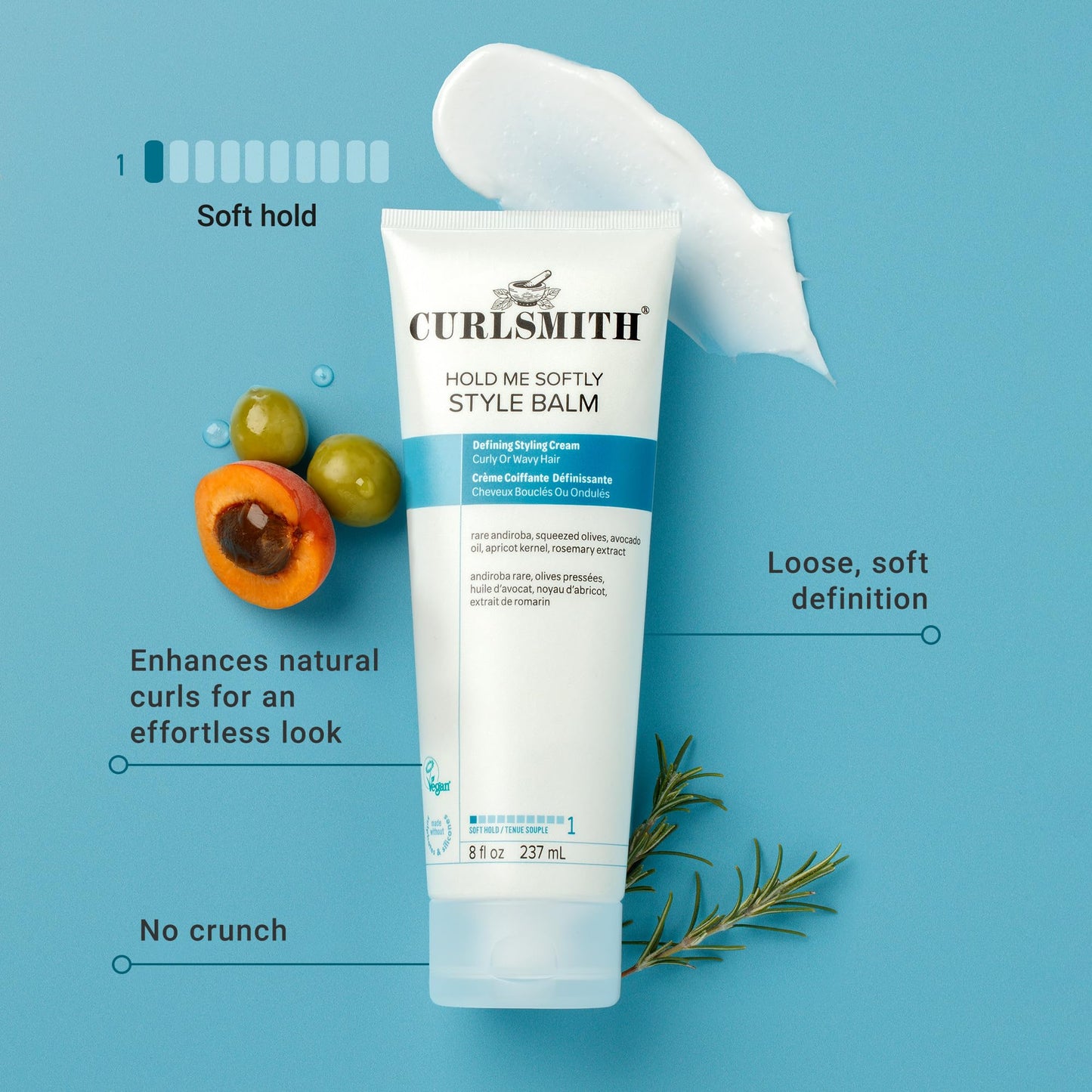 CURLSMITH Hold Me Softly Style Balm - Curl Enhancing, Soft Hold Curl Cream, Lightweight, No Crunch Curl Cream, For All Curl Types, Vegan & Cruelty Free