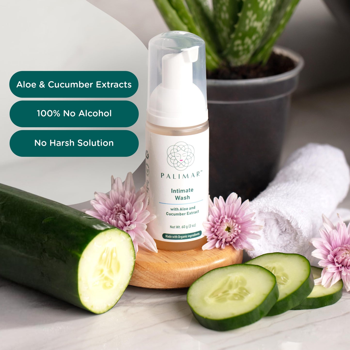 Intimate Wash - Gentle Foam Cleanser for pH Balance Feminine Wash, Hydration, Cooling Effect, Odor Control pH Balance, Natural Ingredient