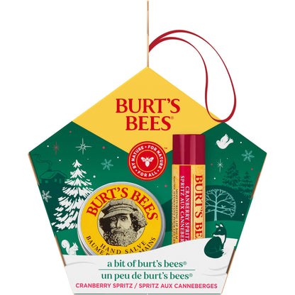 Burt's Bees A Bit of Burt's Bees Cranberry Spritz Lip Balm and Hand Salve Gift Set, Natural Origin Skin Care and Lip Care, 2-Piece Set, 0.15 oz./0.3 oz.