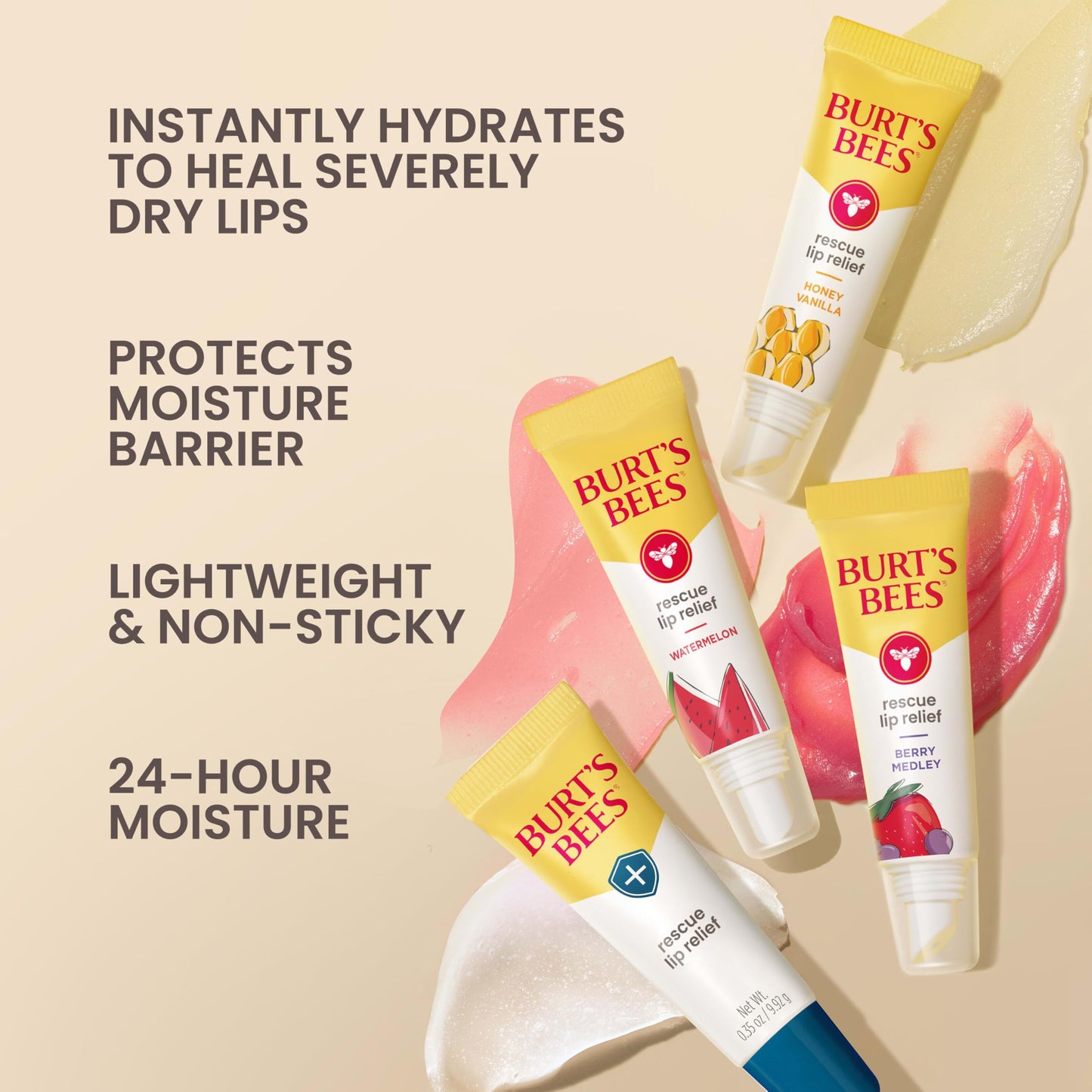 Burt’s Bees Rescue Lip Relief with Shea Butter and Echinacea, 100% Natural Origin, 0.35 Ounces(Pack May Vary)
