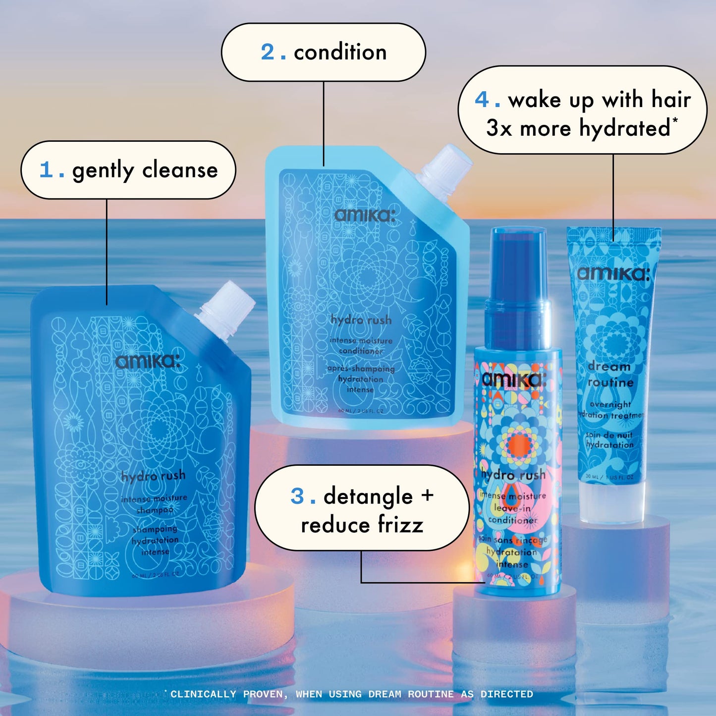 amika hydro dream hair routine trial set