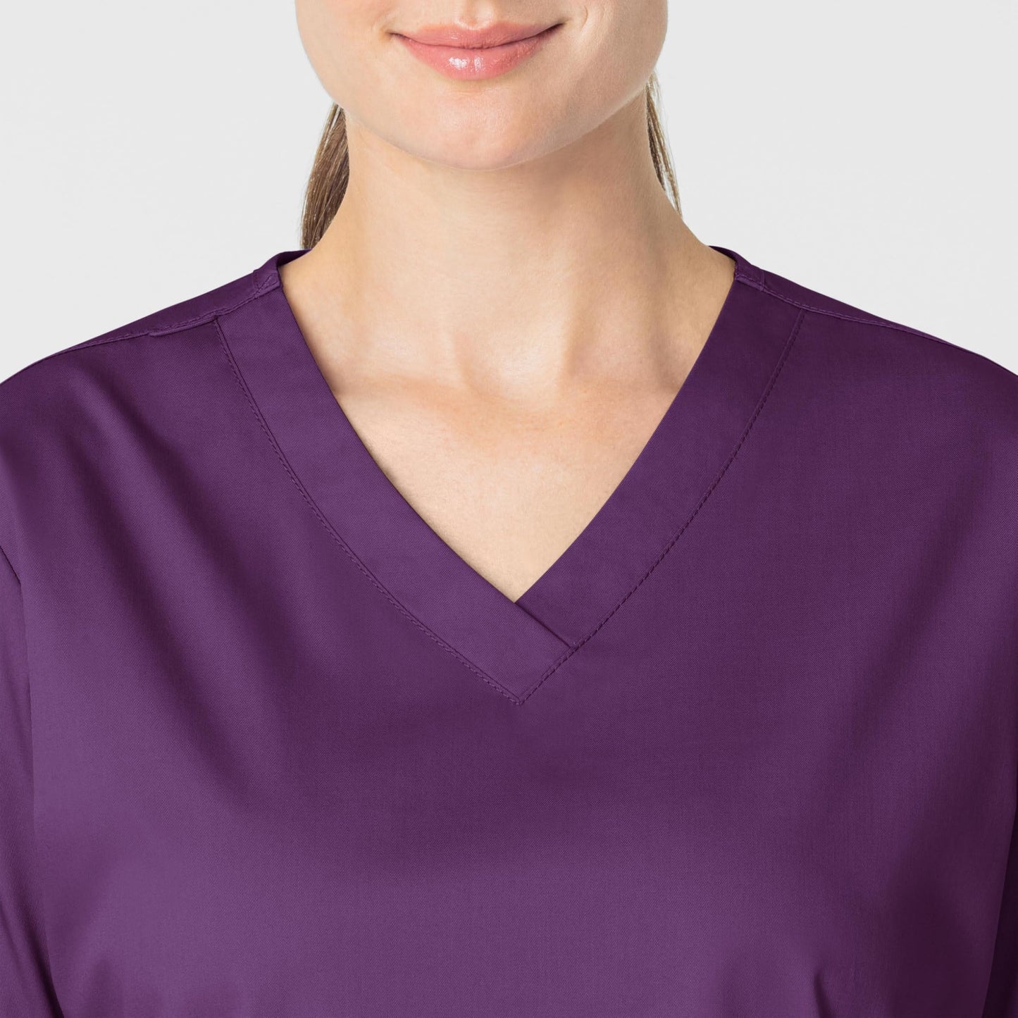 WonderWink Women's Wonderwork V-Neck Scrub Top, Eggplant, 3X-Large