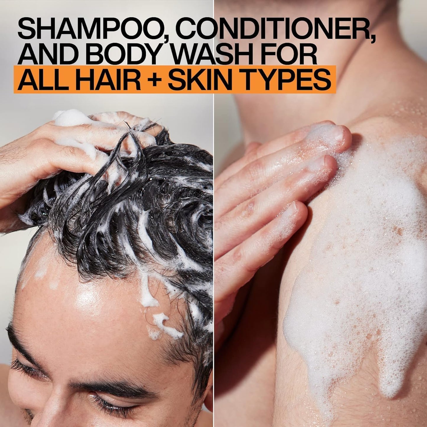 Redken Brews 3-In-1 Men's Shampoo, Conditioner and Body Wash - Multi-Purpose Hair & Body Cleanser For Men - Moisturizes & Hydrates, All-In-One Soap