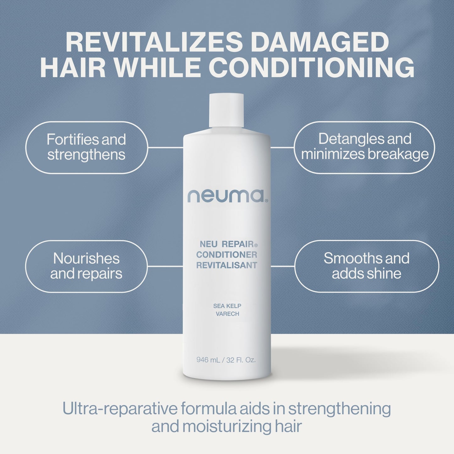 Neuma Neu Repair Conditioner - Protein Hair Treatment for Damaged Hair, Strengthens, Moisturizes, and Reduces Breakage Lemon, Lavender and Fir Needle Scent