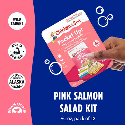 Chicken of the Sea Packet Up! Alaskan Pink Salmon Salad Kit, 4.1 oz. Packets, 12-Count – High Protein Snack – Make Salmon Salad for Easy, Nutritious Ready to Eat Meals