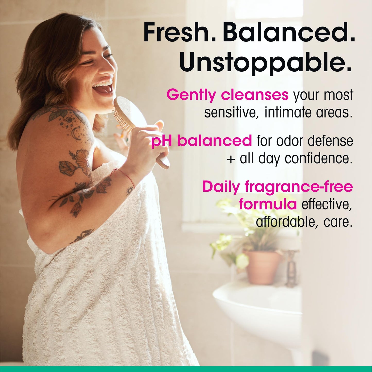 vH Essentials Daily Feminine Wash - 6 Fl Oz - Fragrance-Free, Odor Eliminating Body & Vaginal Wash with Tea Tree Oil, Prebiotics and Lactic Acid for pH Balance, Odor Defense and Vaginal Health
