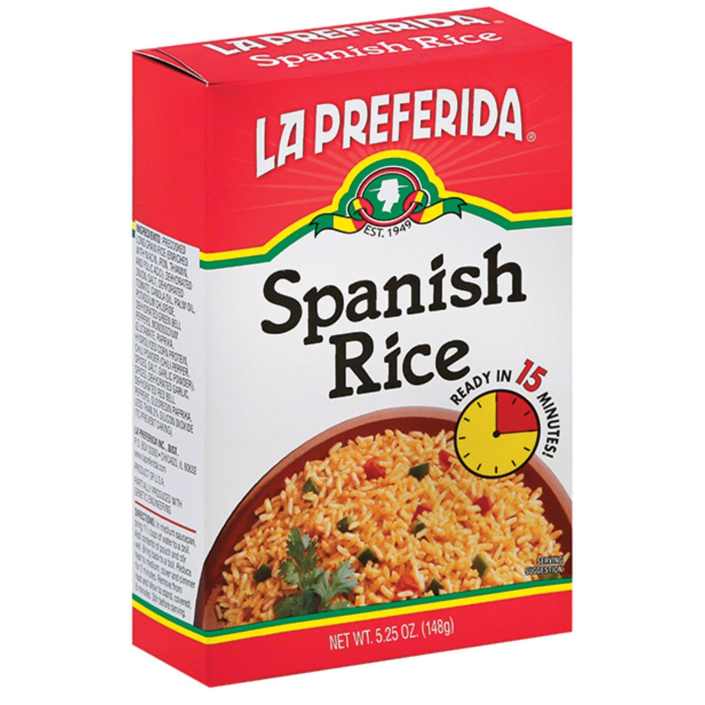 La Preferida Boxed Spanish Rice (Fluffy Mexican-Style Rice with Bell Peppers) – Ready in 15 Minutes. A Quick Side Dish for Any Meal. Vegan & Vegetarian-Friendly, 5.25 oz. (Pack of 12)