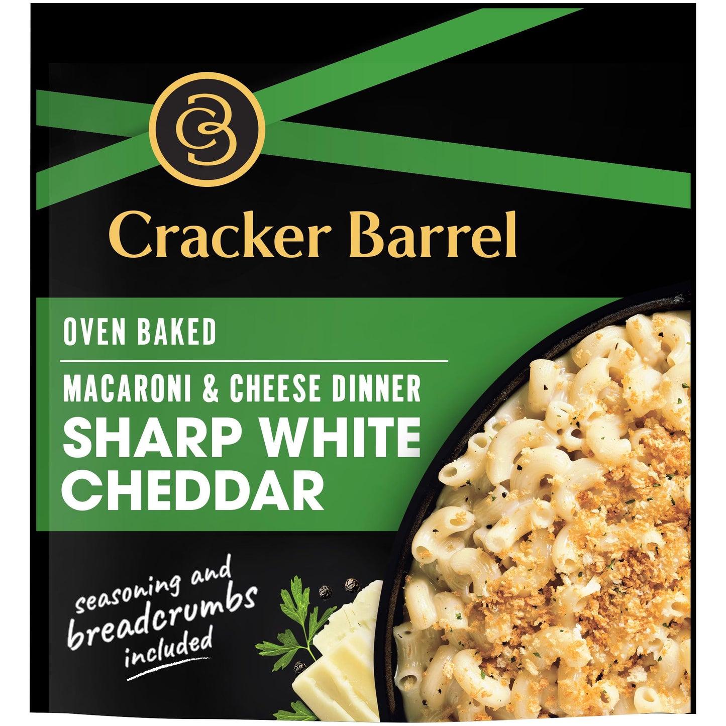 Cracker Barrel Oven Baked Mac and Cheese, 1 Pouch, for Easy Dinner or Dinner Sides, Sharp White Cheddar Flavor, No Artificial Flavors or Dyes, 12.3 oz