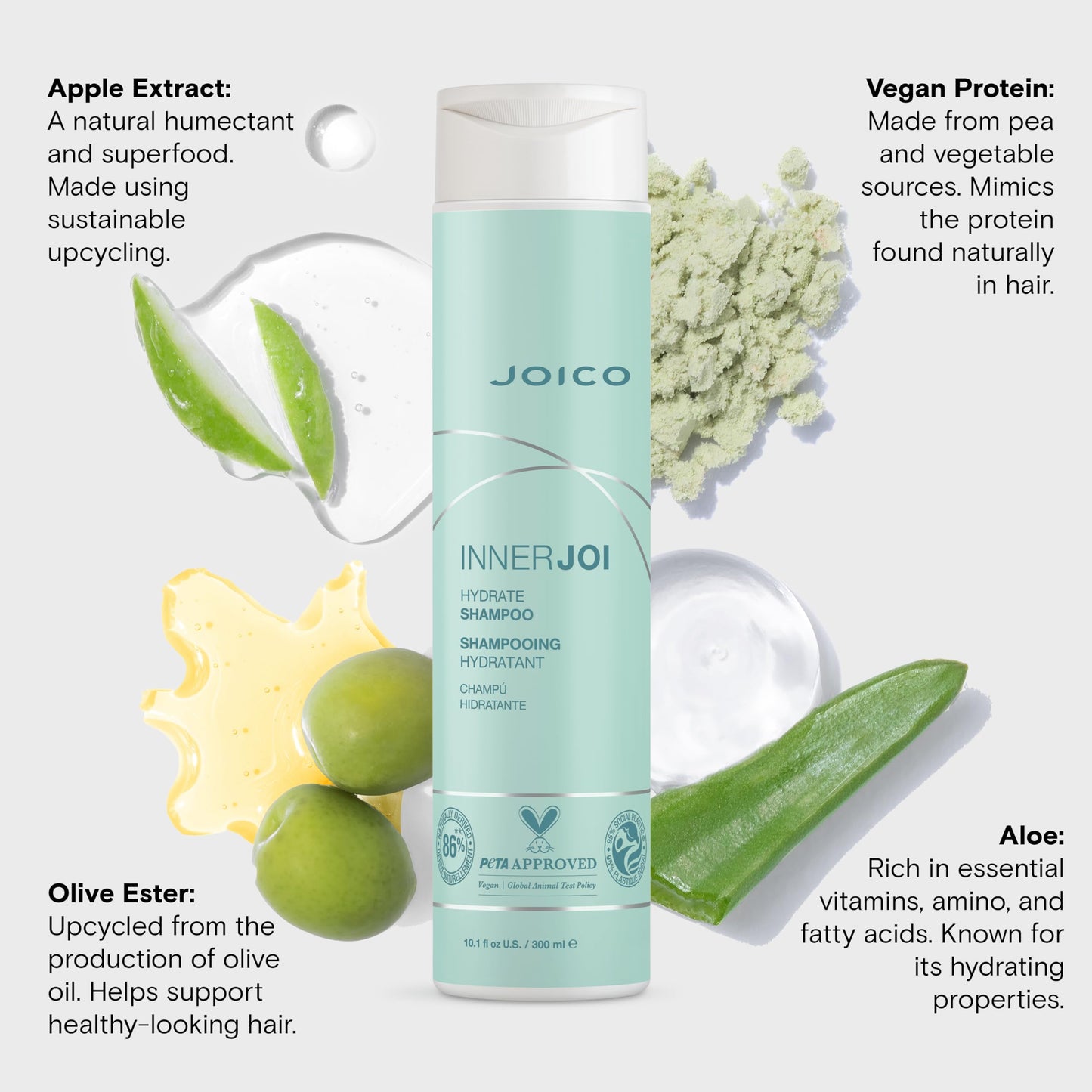 Joico InnerJoi Hydrate Shampoo | For Dry Hair & Scalp | Sulfate & Paraben Free | Naturally-Derived Vegan Formula