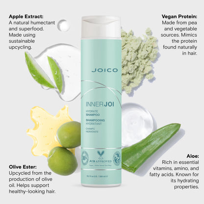 Joico InnerJoi Hydrate Shampoo | For Dry Hair & Scalp | Sulfate & Paraben Free | Naturally-Derived Vegan Formula