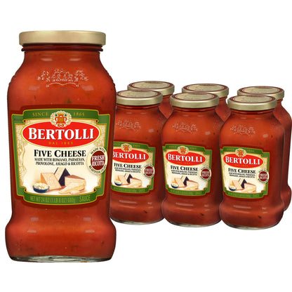 Bertolli Pasta Sauce Five Cheese, Spaghetti Tomato Sauce, 24 oz (Pack of 6)