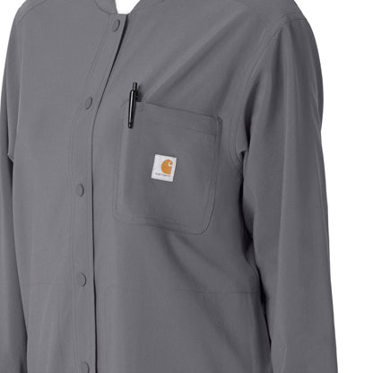 Carhartt Scrubs C82210 Women's Cross-Flex Modern Fit Shirt Jacket Medium Pewter