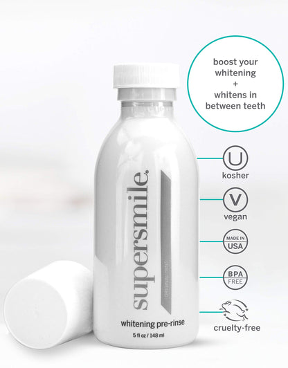 Supersmile Whitening Pre-Rinse, Clinically Formulated Pre-Brush Dental Mouthwash, Original Mint, 5 Fl Oz