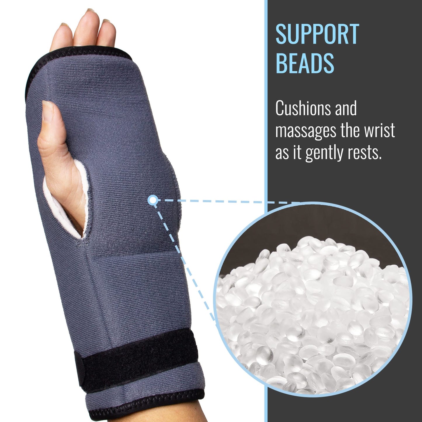 Heelbo Night Wrist Support Brace for Carpal Tunnel, Arthritis Pain, Tendonitis, Beaded Cushion Support, Fits Right & Left Hand, Adjustable, Unisex, Fits Most, Made for Sleep (Pack of 1)
