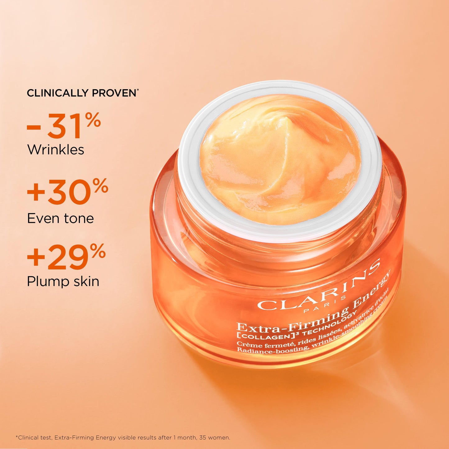 Clarins NEW Extra-Firming Energy Face Moisturizer | 2-in-1 Firming and Radiance Boosting Anti Aging Face Cream | Contains Collagen Polypeptide & Niacinamide | Refillable | All Skin Types | 1.7 Ounces
