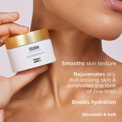 ISDIN Isdinceutics Glicoisdin 8 Soft (1.76 OZ) | Facial Exfoliant Cream with 3.2% Free Glycolic Acid | Smooths Skin Texture | Boosts Hydration