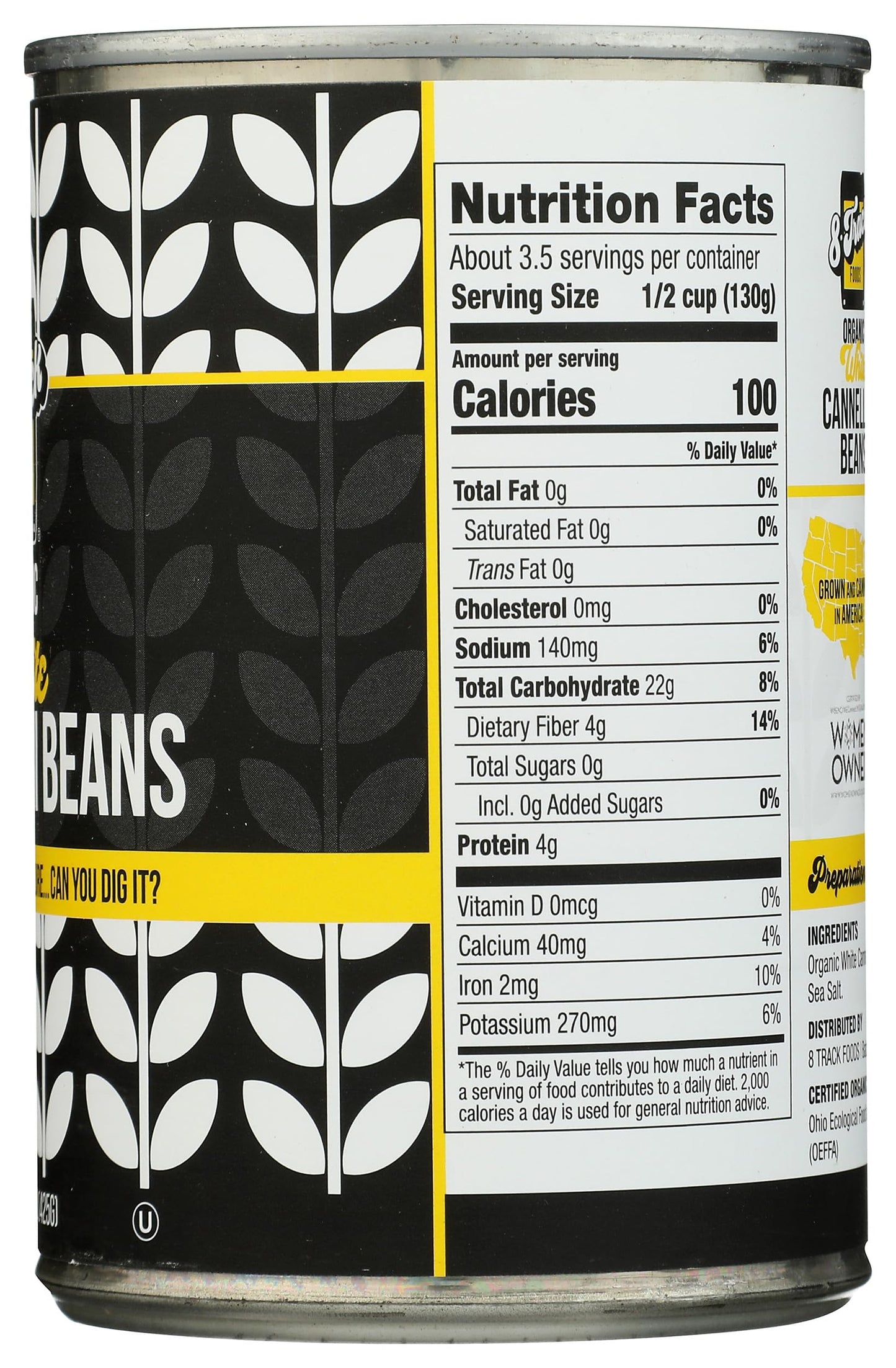 8 Track Foods Organic White Cannellini Beans, 15 Oz