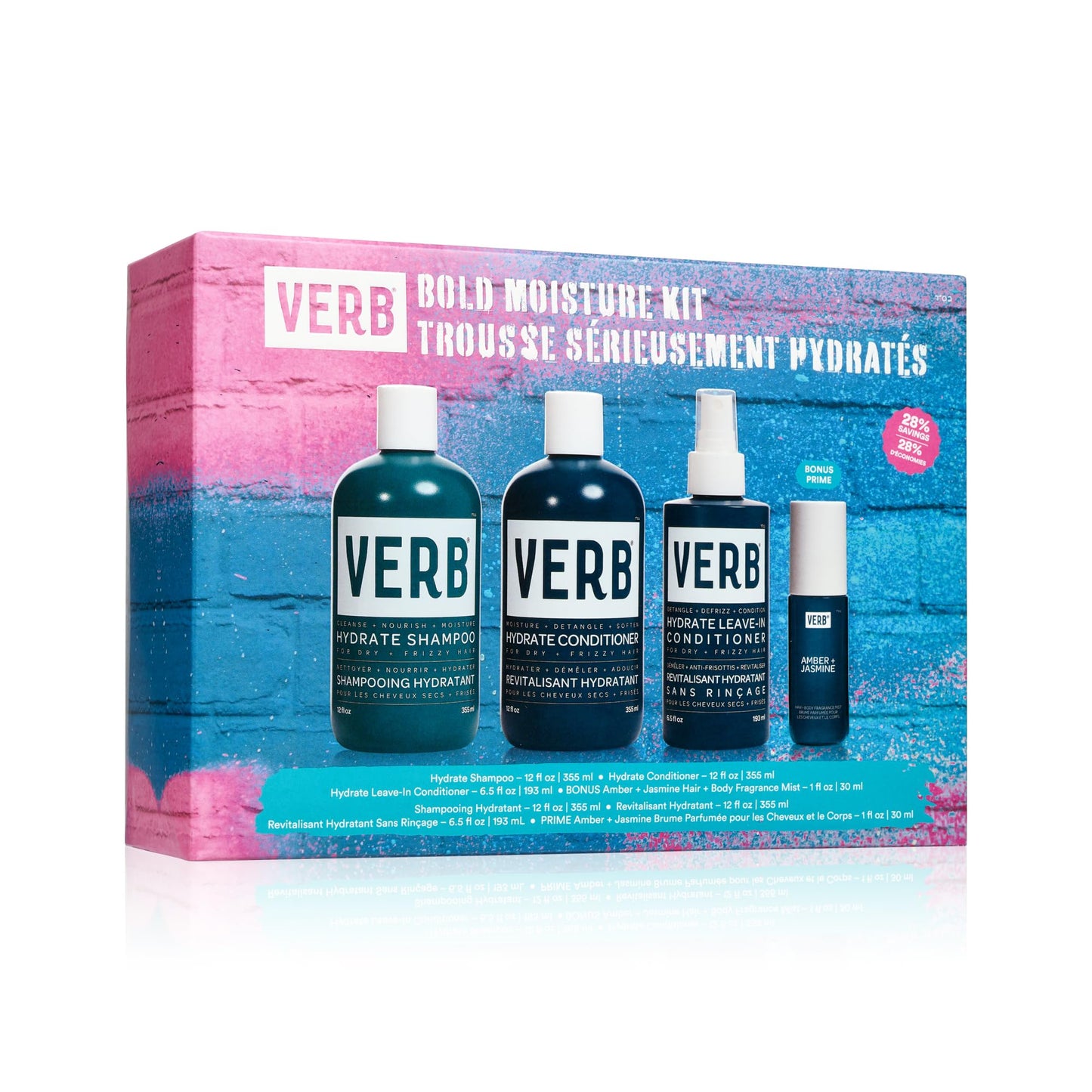 VERB Hydrate Shampoo + Conditioner Duo - Cleanses + Nourishes Dry + Frizzy Hair to Smooth + Reduce Frizz - Amber + Warm Jasmine Scent