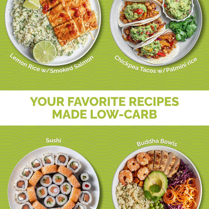 Palmini Rice | Low-Carb, Low-Calorie Hearts of Palm Rice | Keto, Gluten Free, Vegan, Non-GMO, Healthy | As seen on Shark Tank | (12 Ounces Pouches - Pack of 3)