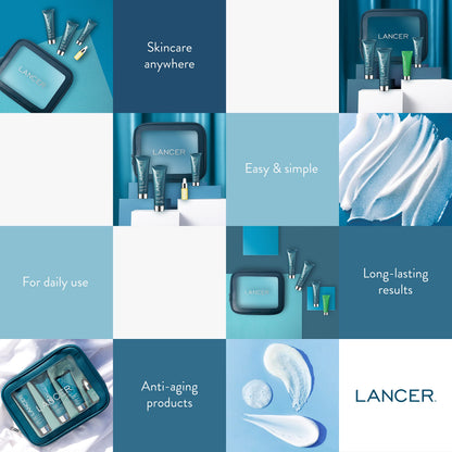 Lancer Skincare The Method Intro Kit, 3-Step Facial Exfoliator, Cleanser, and Moisturizer Kit for Oily or Congested Skin
