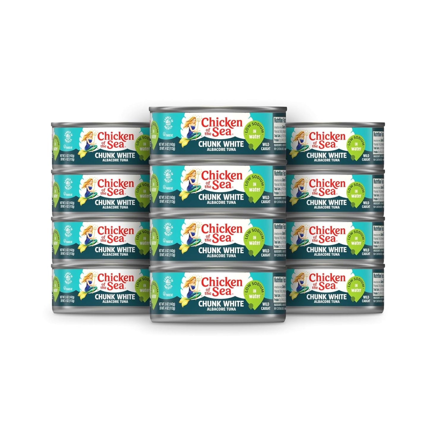 Chicken of the Sea Wild Caught Chunk White Albacore Tuna in Water, 5 oz Cans, 12-Count – High Protein 100% Classic Tuna in Water – Delicious, Easy, Nutritious Ready to Eat Meals