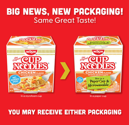 Nissin Cup Noodles Ramen Noodle Soup, Chicken, Microwaveable Paper Cup, 2.25 Ounce (Pack of 12)