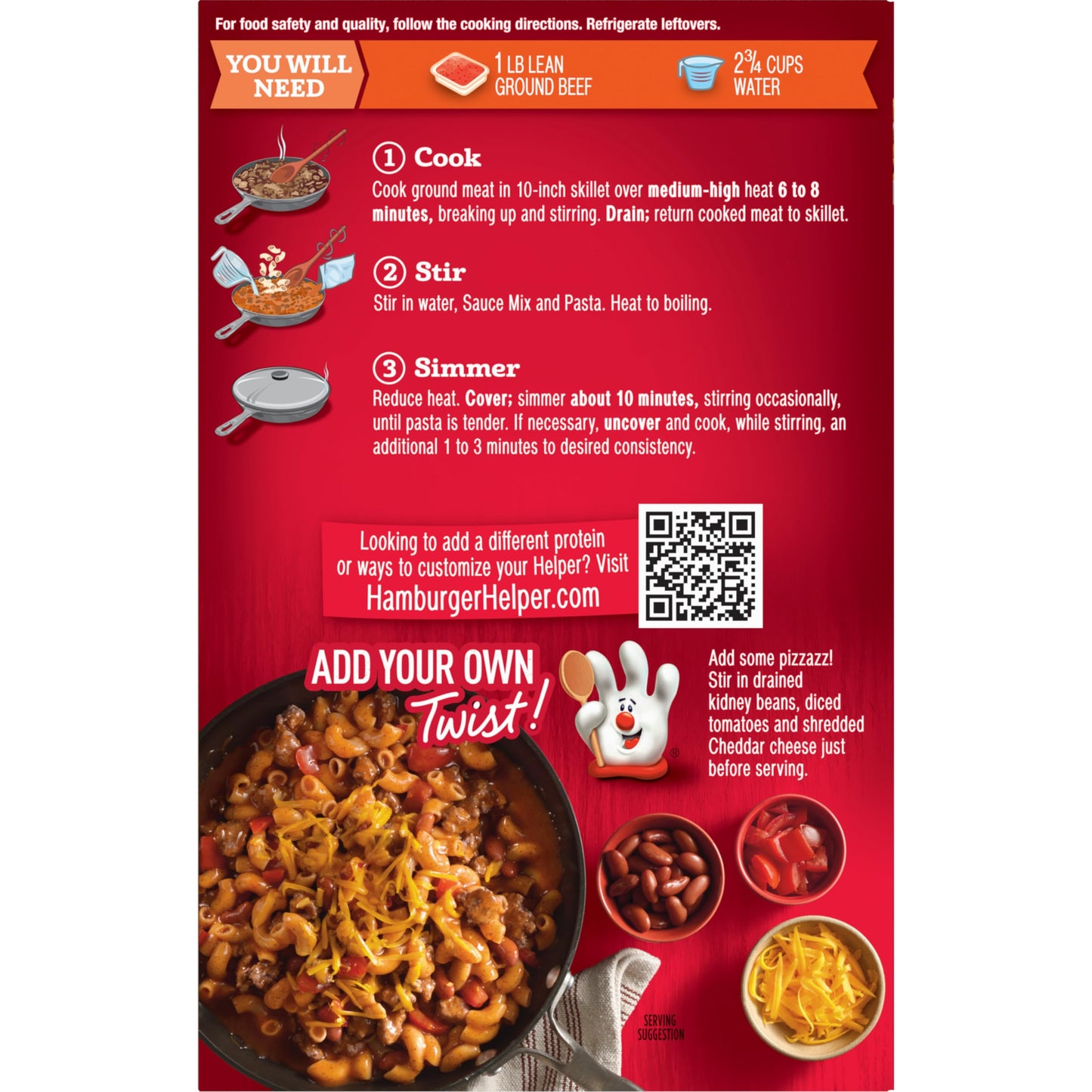 Hamburger Helper Chili Macaroni Pasta Meal (5.2 oz - 12 Pack) No Artificial Flavors, Ready in 3 Easy Steps, Quick Meals for Midweek Dinners, Busy Evenings & Families On-the-Go
