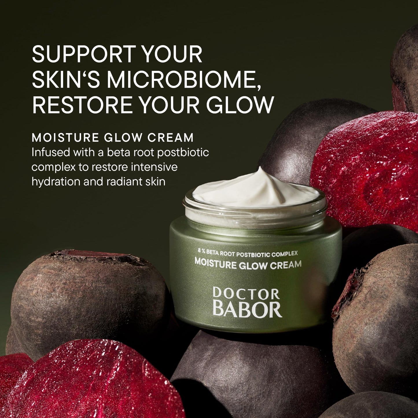BABOR DOCTOR Microbiomic Moisture Glow Cream (50 ml) - Vegan Face Cream with Beetroot Complex and Hyaluronic Acid - Professional Skincare for Dry Skin'
