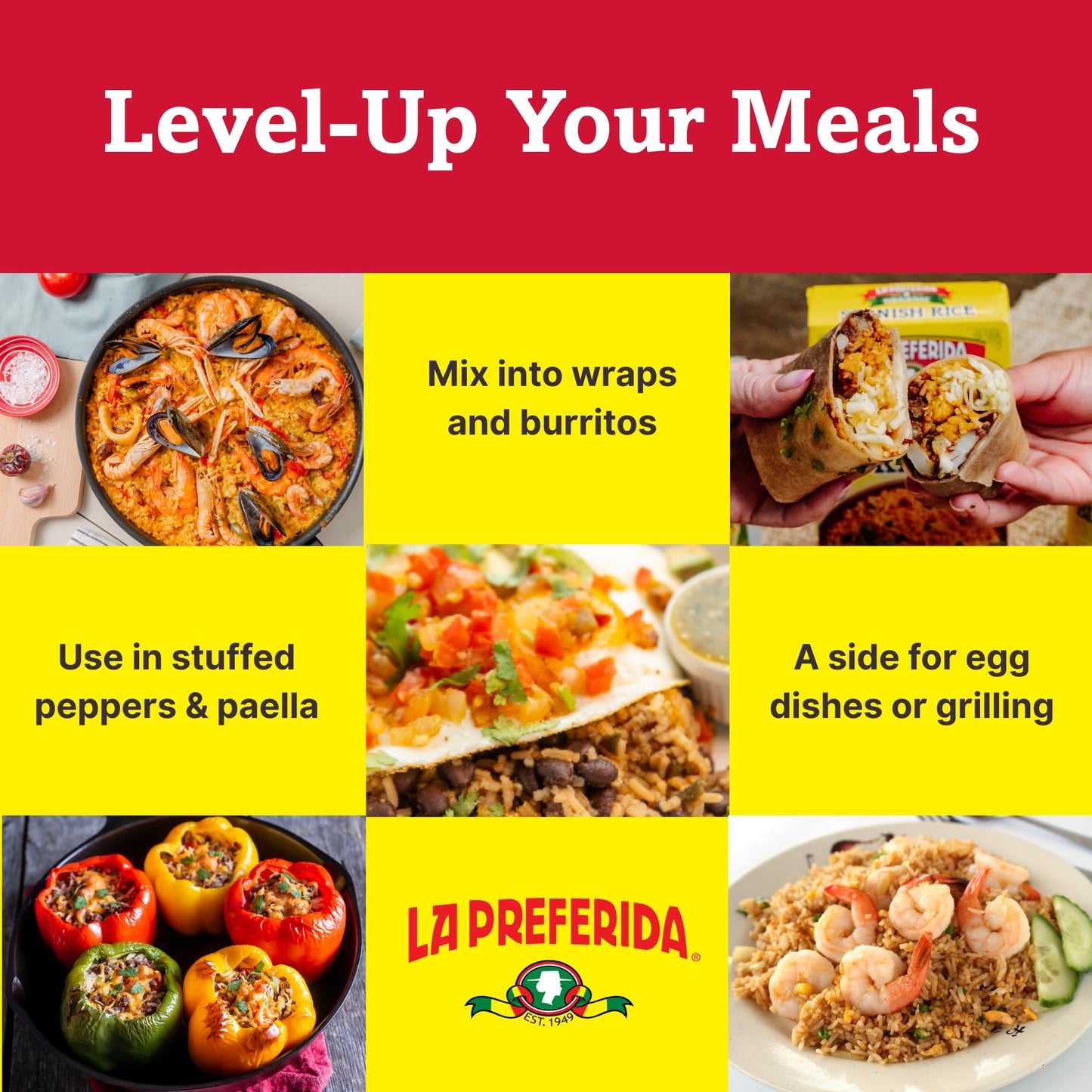La Preferida Boxed Spanish Rice (Fluffy Mexican-Style Rice with Bell Peppers) – Ready in 15 Minutes. A Quick Side Dish for Any Meal. Vegan & Vegetarian-Friendly, 5.25oz. (Pack of 6)
