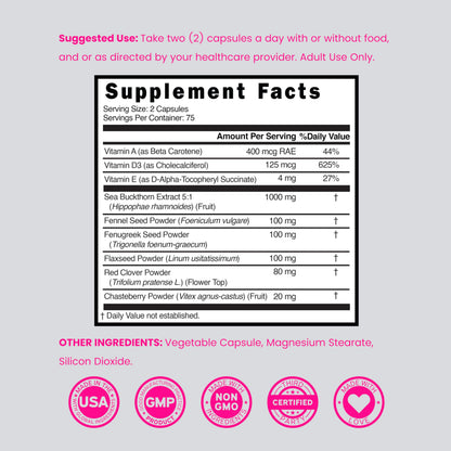 Vaginal Moisturizer & Dryness Supplement (150 Capsules) Support Vaginal Wetness & Health - Female Lubrication - Made in USA - Vegan, Non GMO, 3rd Party Tested - Best Product - 2.5 Month Supply